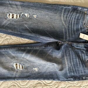 White House Black Market Distressed Slim Cuffed Blue Jeans SZ 4.